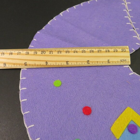 Purple Snowman Mini Tree Skirt Felt Rustic Farmhouse blanket stitch Tabletop - Picture 4 of 8
